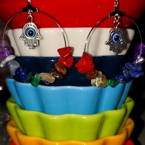 Chakra hoops with evil eye